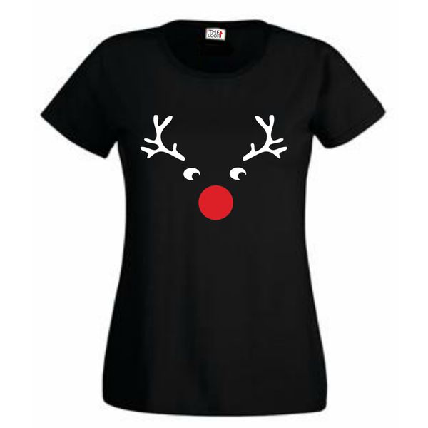 Think Out Loud Women "Reindeer" Short Sleeve Tshirt Black