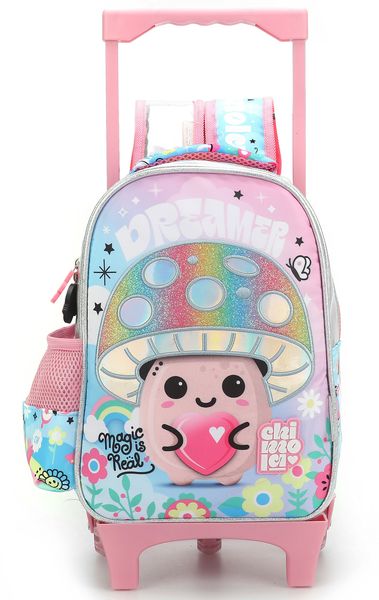 Chimola Kids Rainbow Mushroom Honguito School Trolley Backpack