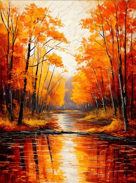 Canvas Home Decor Wall Art - Golden Autumn Forest
