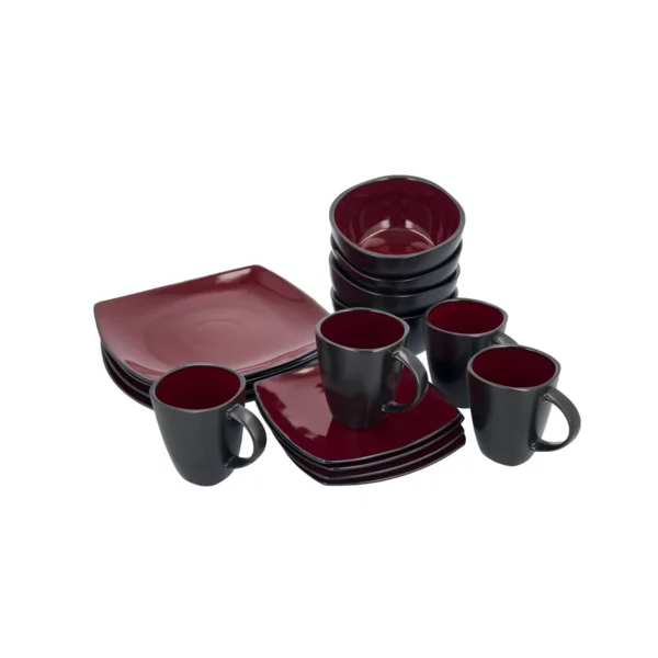 Black Siena Porcelain Dinnerware Set 16 Piece