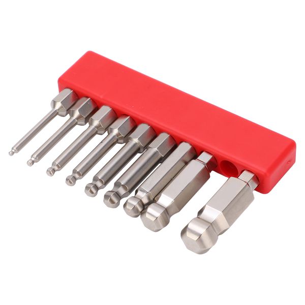 S2 Steel Hex Screwdriver Bit Set 9 Pieces 1/4 Inch 100mm