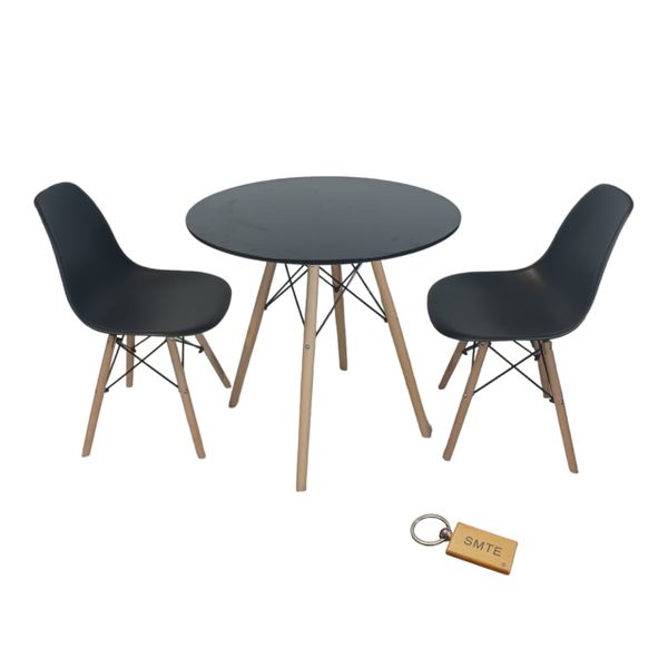 Smte-Black Chair with Black table with Smte Keychain-Set with 2 Chair