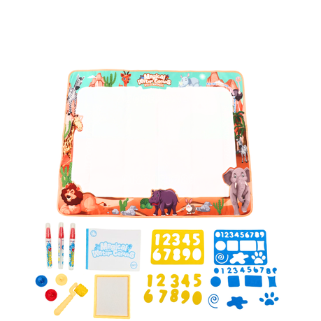 Bestby-1×0.8m Magic Water Mess-Free Drawing Mat & 11 Accessory-Animal Theme Image