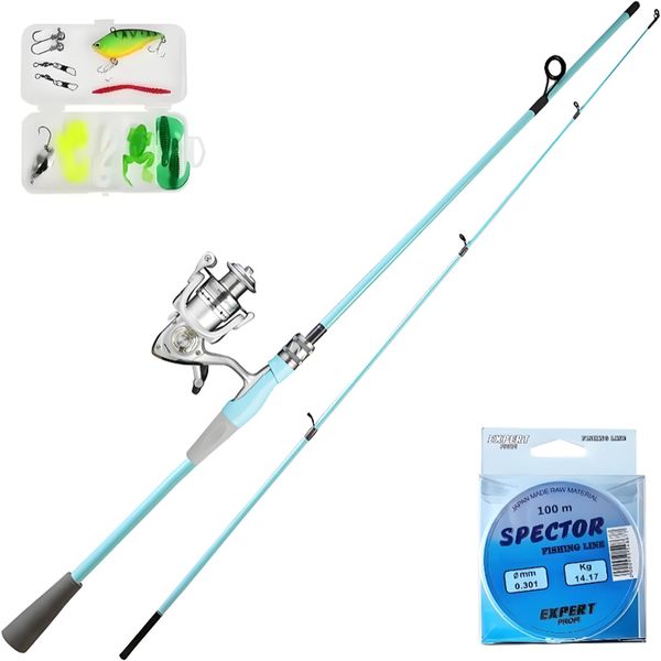 4pcs 2.1m Rod &amp; Reel Combo with Fishing Line 100m, Fishing Bait Fishing Rod