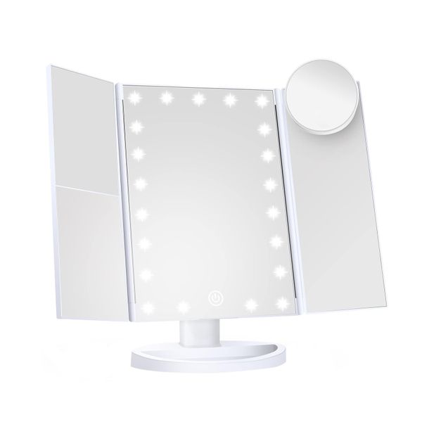 Touch Screen and 1x/2x/3x Magnification Tri-Fold Vanity Mirror