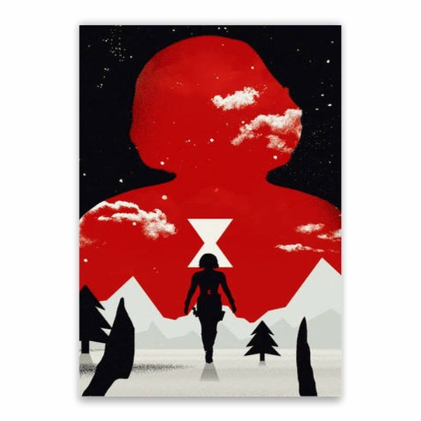 Black Widow Red Silhouette Poster - A1