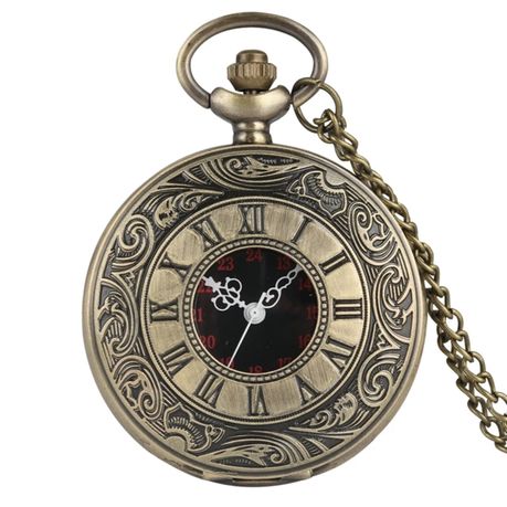 Atterrson Luxury Quartz Black Hollow Cased Pocket Watch 80cm