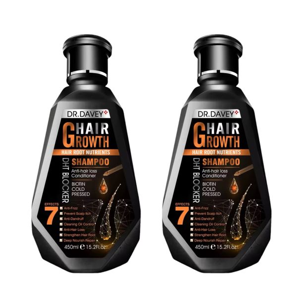 2 Pack-Dr Davey Biotin Cold Pressed Anti-HairLoss Hair Growth Shampoo 450ml