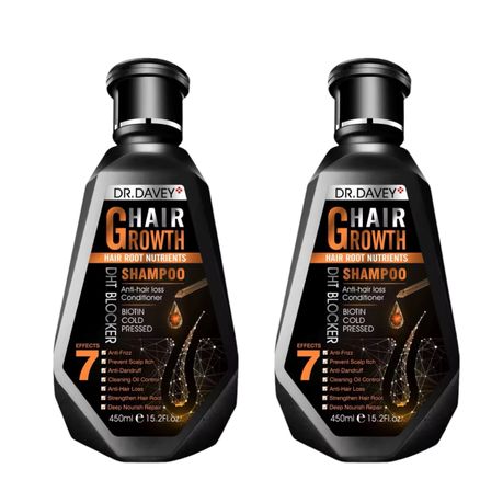 2 Pack-Dr Davey Biotin Cold Pressed Anti-HairLoss Hair Growth Shampoo 450ml Image