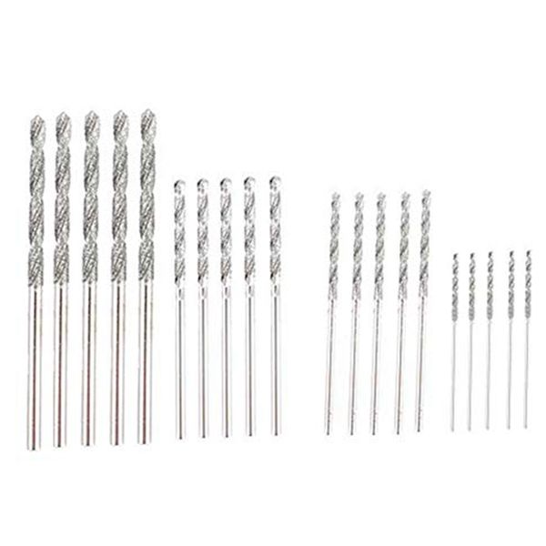 Diamond Drill Bit Set 20 Pieces 4 Sizes 1Mm 1 5Mm 2Mm 2 5Mm Twist Tip