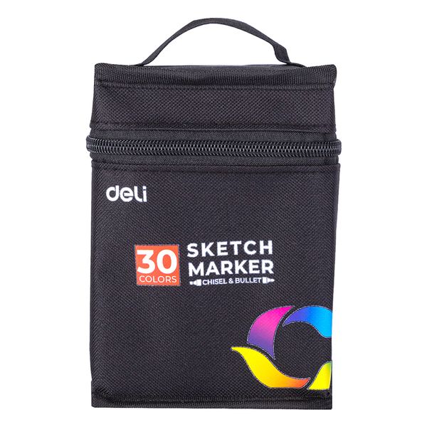 Deli Sketch Marker Dual Tip 30 Colours With Carry Bag Water Based