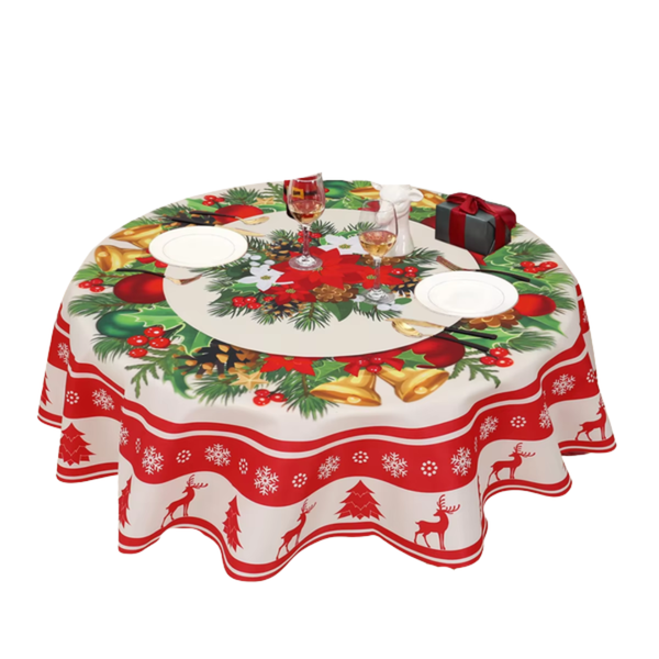 Round Tablecloth Merry Christmas Dinner Table Cover