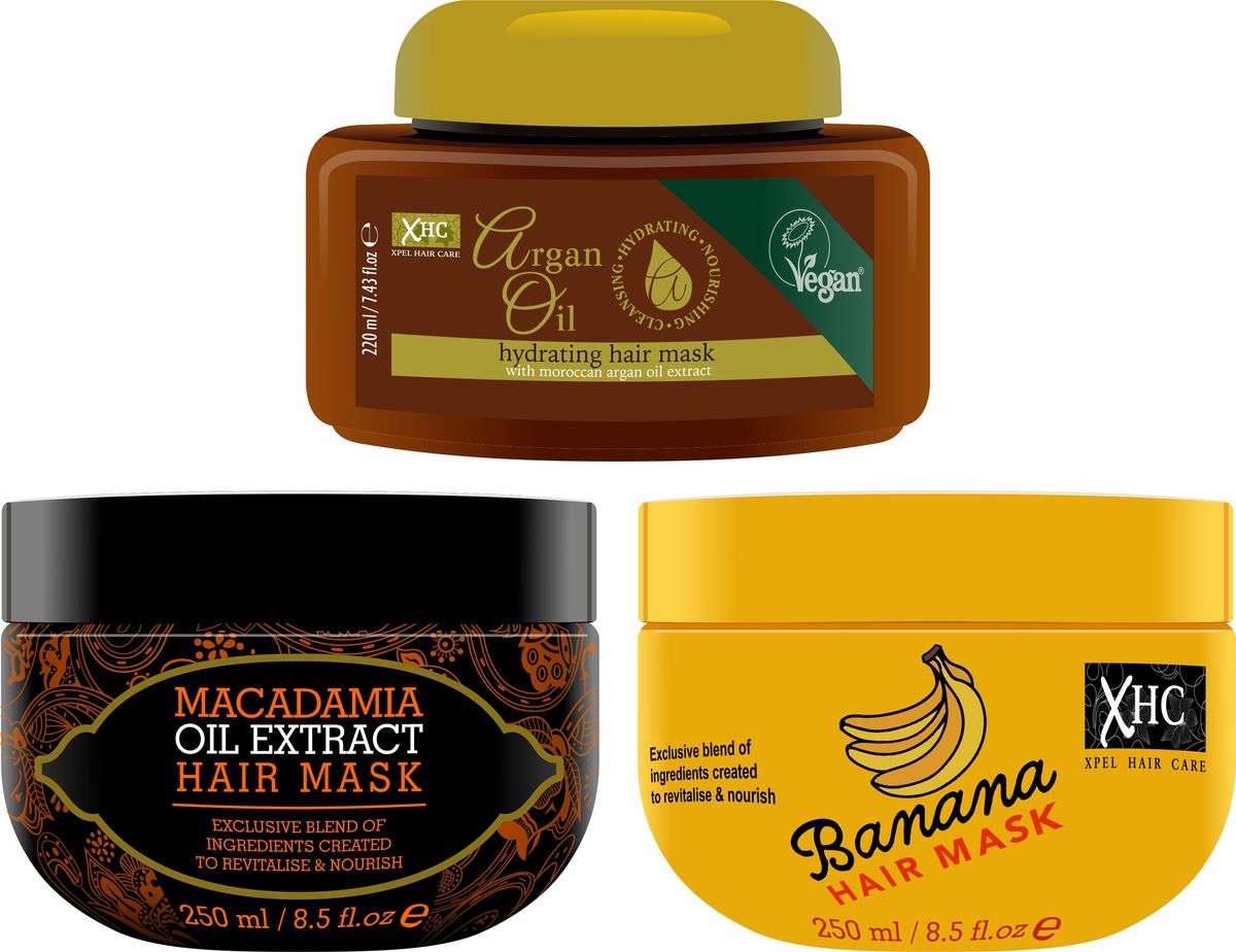 Xpel Hair Care Banana, Macadamia & Argan Oil Hair Mask Set