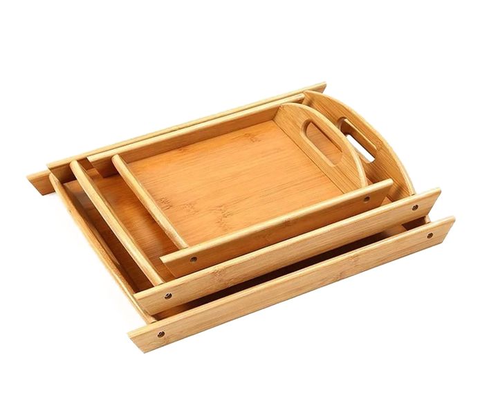 Bamboo Serving Tray Set - 3-Piece