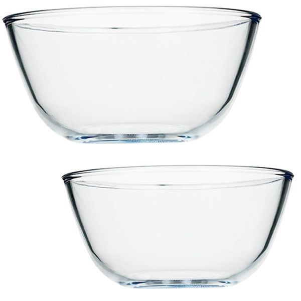 Home Kitchen Glass Food Bowl Set of 2 (1.6L , 2.2L)
