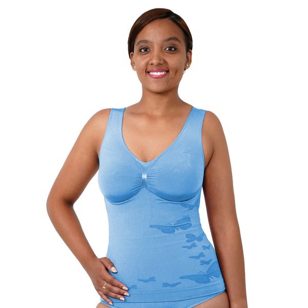 Vercella Vita Medium-Support Control Camisole with Rose Detail - Blue