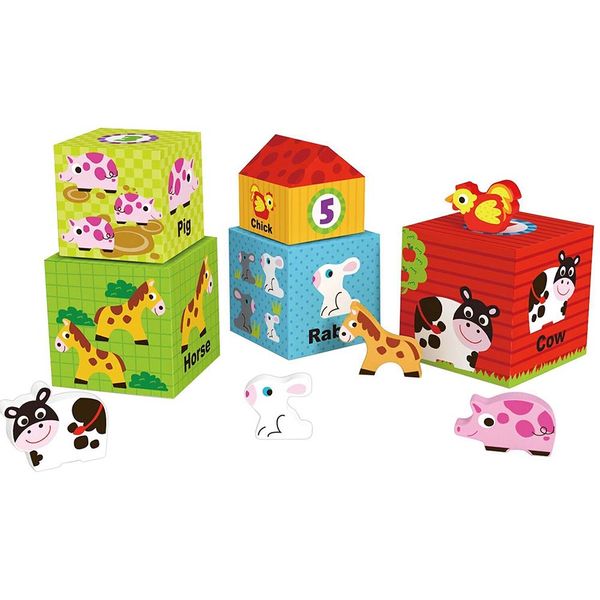 TookyToy Farm-Themed Nesting &amp;Stacking Box Toy Set