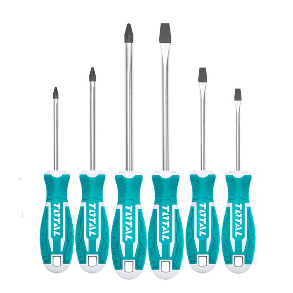 Total 6-Piece Screwdriver Set Cr-V - 2 Pack