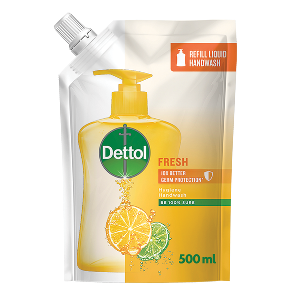Dettol 500ml, Liquid Hand Wash, Refill Pouch, Fresh