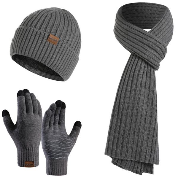 Winter Scarf, Hat, and Gloves Set for Women and Men - Warm Knit Beanies