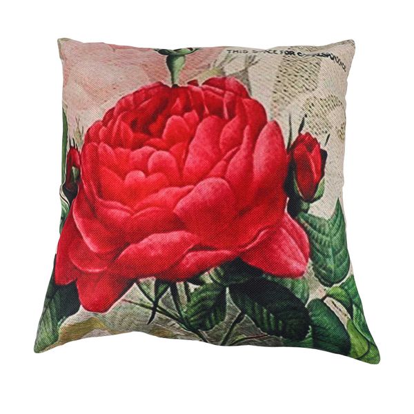 Vintage Floral/Flower flax Pillow Case Cushion Cover(Rose flower)