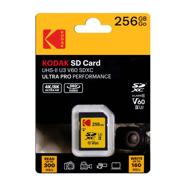 Kodak 256GB SD Card Ultra Pro with UHS-II U3 V60 for 4k or 8k Capture