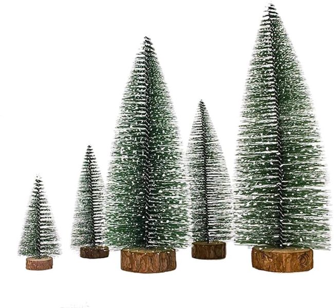 5 Pieces Artificial Mini Christmas Sisal Snow Frost Trees - ctristmas tree