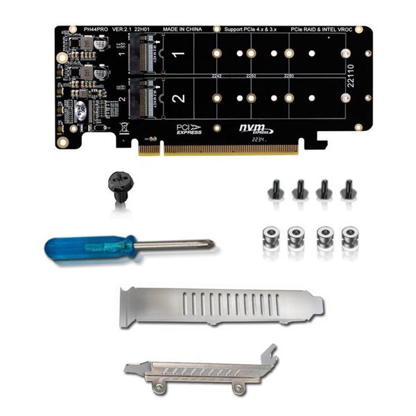 PCIE X16 to M.2 M-Key NVMEx4 SSD 2U Server Riser Card Double-Sided