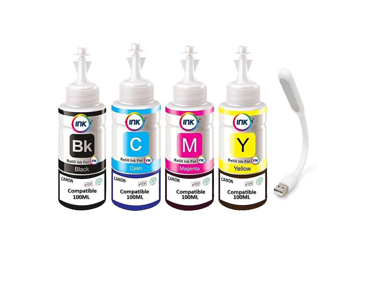 Universal Ink Compatible For Canon Tank-Printers (BK/M/C/Y) 100ML ...