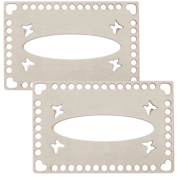 Craft Wooden Rectangle Crochet Embroidery Basket Bottom Base Set of 2 DIY