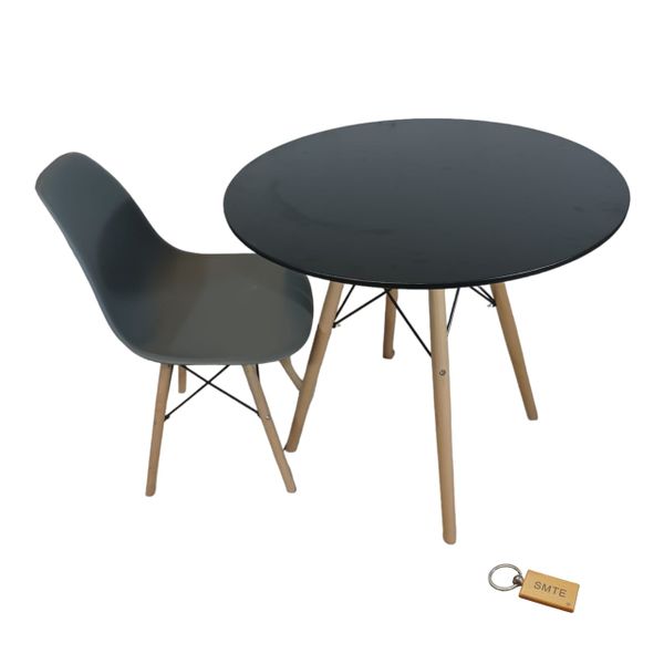 Smte-Grey Chair with Black table withSmte Keychain-Set With 6