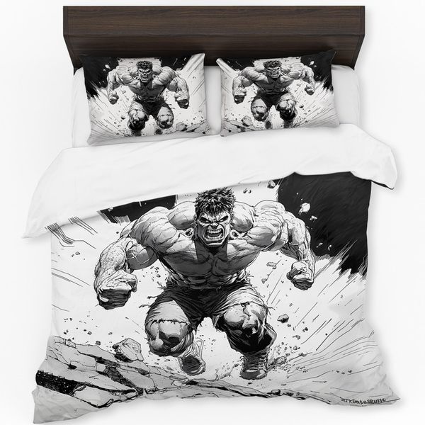 Hulk Smash Black White Duvet Cover Set by Wikus Schalkwyk