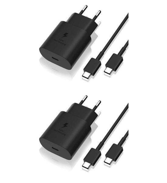 25 Watt Super Fast Charger Travel Adaptor and Type C to Type C cable Pack 2