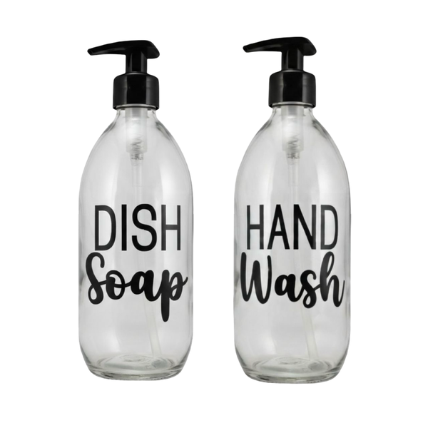Clear Glass Dish Soap &amp; Hand Wash Dispenser - Refillable Dispenser Bottles