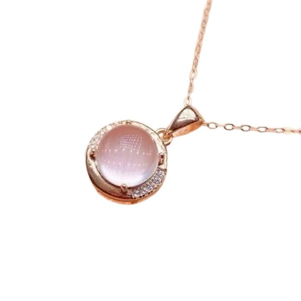 Soft Pink Round Pendant, Exquisite And Versatile Women's Pendant