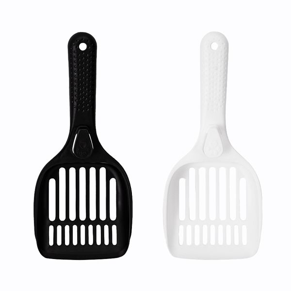 2 Piece Strong Cat Litter Scoop Plastic Cat Litter Shovel Black &amp;White