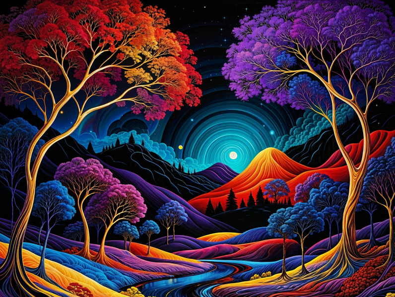 Modern Canvas Wall Art Home Decor - Colourful Night
