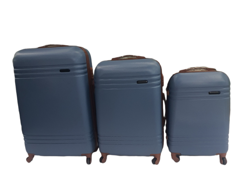 Acesa - Quality 3 Piece Lightweight Exo Travel Luggage Suitcase Set - Blue