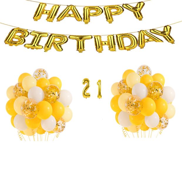 Yellow and Gold Balloon Set 21 years