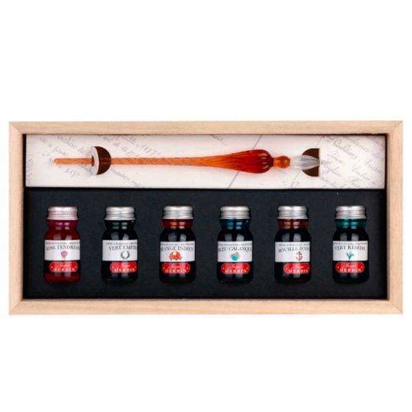 Jacques Herbin Ink and Glass Pen Set