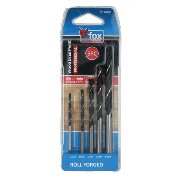 Drill Set Fox Wood Brad 3-8Mm 5Piece - 2 Pack