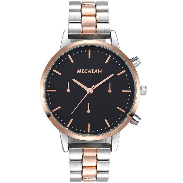 Micaiah Morcote Steel Rose Gold Ladies Watch - White Link Dial