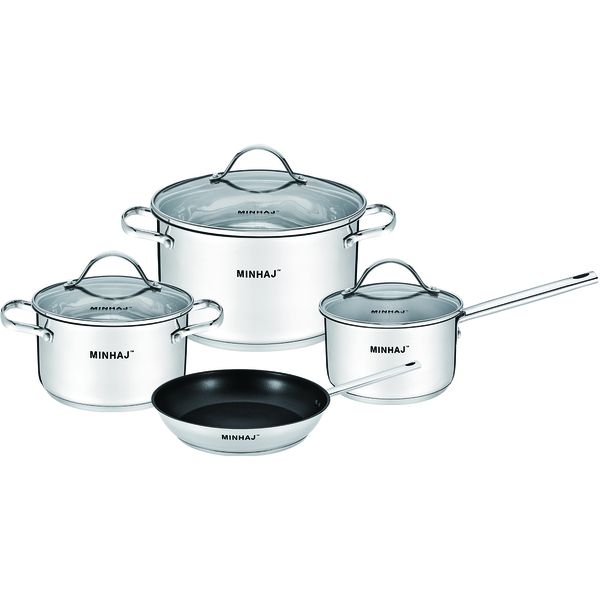 Minhaj Homeware 5 Layer 7pc Stainless Steel Cookware Set