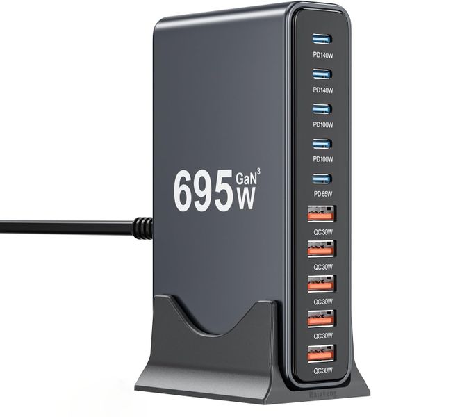 695W USB C Charger Block,10-Port USB C Charging Station