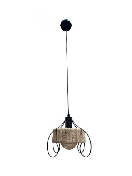 Rustic Rope &amp; Metal Pendant Light-MRUL