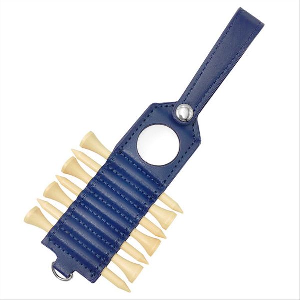 Golf Tee Storage Leather Holder, Including 7 and Ball Tags,Blue