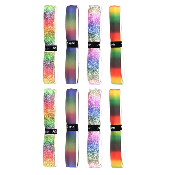 Tennis Racket Anti-slip Handle Grip Tape Keel Type Tape 8 Pieces Set - Rainbow