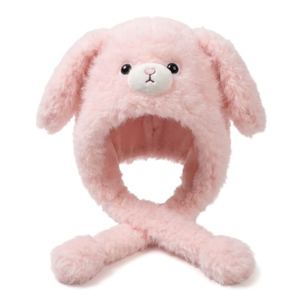 Fluffy Bunny Hat with Moving Ears Cute Animal Rabbit Beanie for KidsTeens