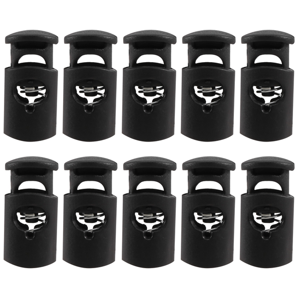 Diameter 8 mm hole, cord stopper laces snap hook, black, 10 pcs