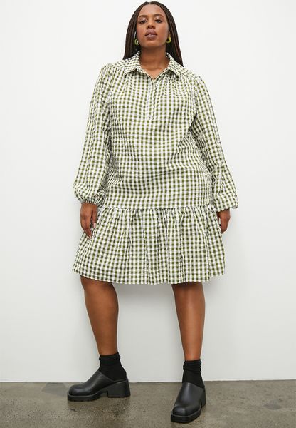 Drop Waist Mini Shirt Dress